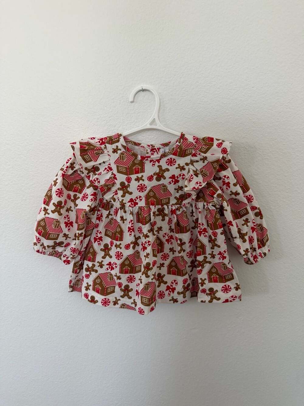 Rachel Riley Gingerbread Jersey Dress Ruffle Christmas Holiday 6M